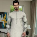 Men’s Unstitched Summer Fabric Suit – White Paper Cotton with Embroidered Design,