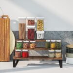 Wooden Kitchen Spice Rack Organizer – Brown, Compact Storage Stand