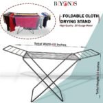 Foldable Stainless Steel Clothes Drying Stand – Space-Saving Silver Laundry Rack for Home Use - Image 2