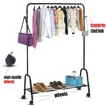 Iron Wardrobe Organizer Rack – Durable Black Storage Solution for Clothes & Accessories