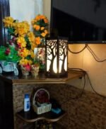 Elegant Dark Brown MDF Table Lamp with Warm Golden Light – Large Decorative Night Lamp - Image 3